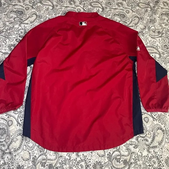 St Louis Cardinals Majestic 1/4 Zip Jacket YOUTH Medium Red MLB Windbreaker